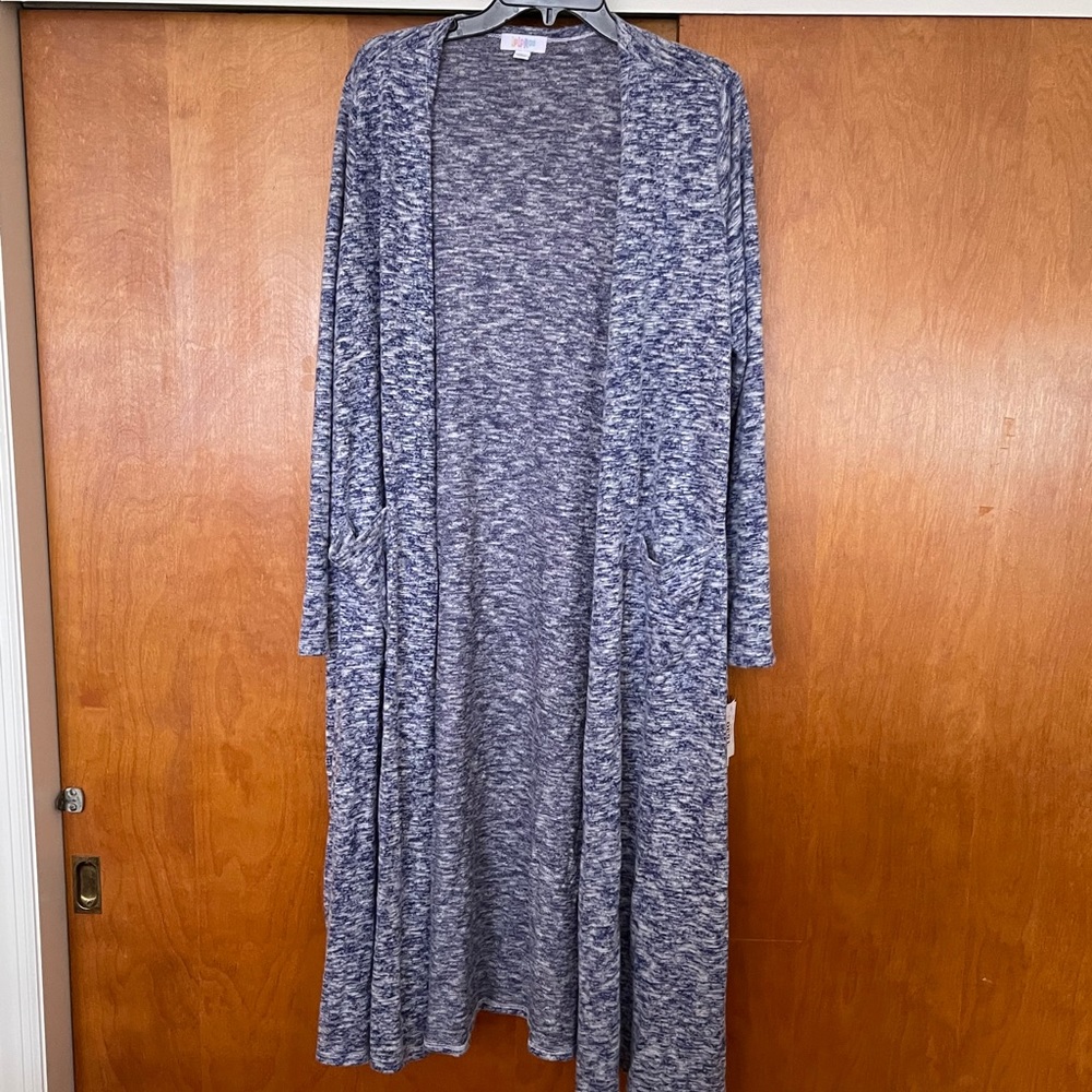 Lularoe Sarah Cardigan sz L Royal purple/white - Picture 1 of 4